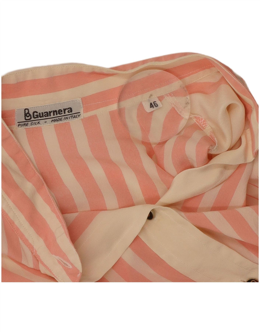 Guarnera Dame Skjorte Bluse IT 46 Stor Pink Stribet Silke Retro
