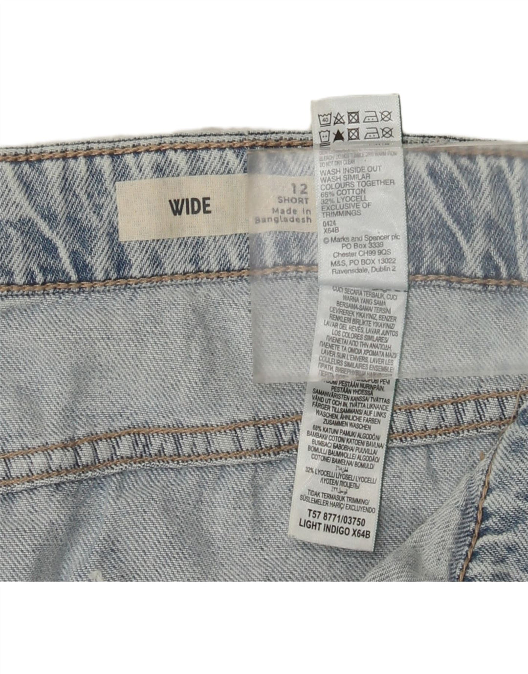 Marks & Spencer Dame Cargo Jeans med brede ben UK 12 Medium W32 L28 Blå