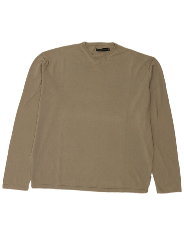 Dockers Herre Khakis V-hals Jumper Sweater 2XL Khaki