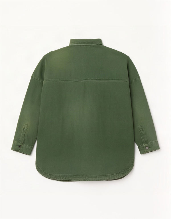 Zara Dame Oversized Denim Shirt Dress UK 10 Small Green Bomuld