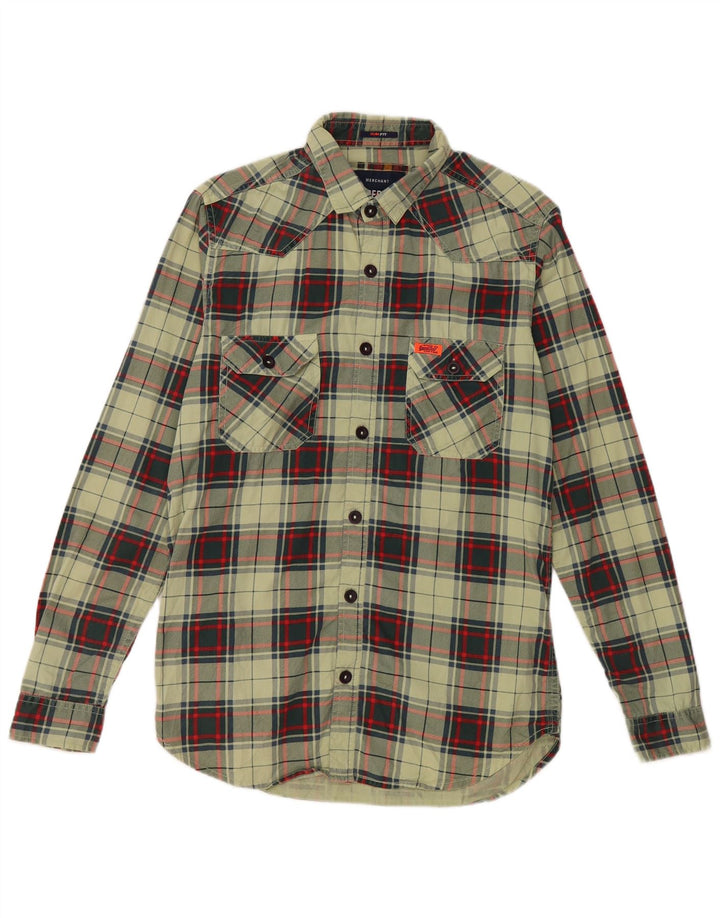 Superdry Herre Ternet Slim Fit Flanellskjorte Stor Grøn Plaid