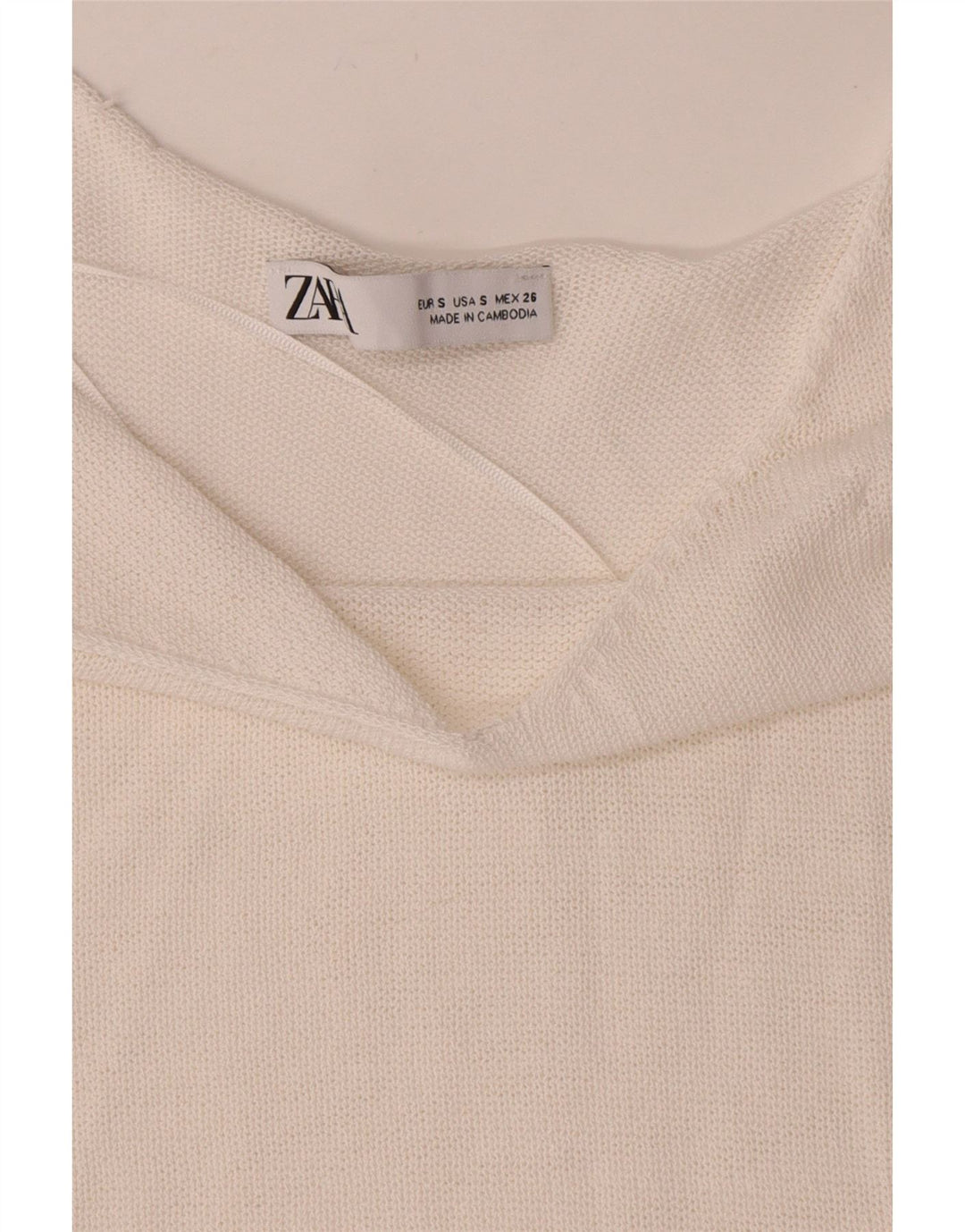 Zara Womens Crop Knit Cami Top UK 8 Small White Viscose