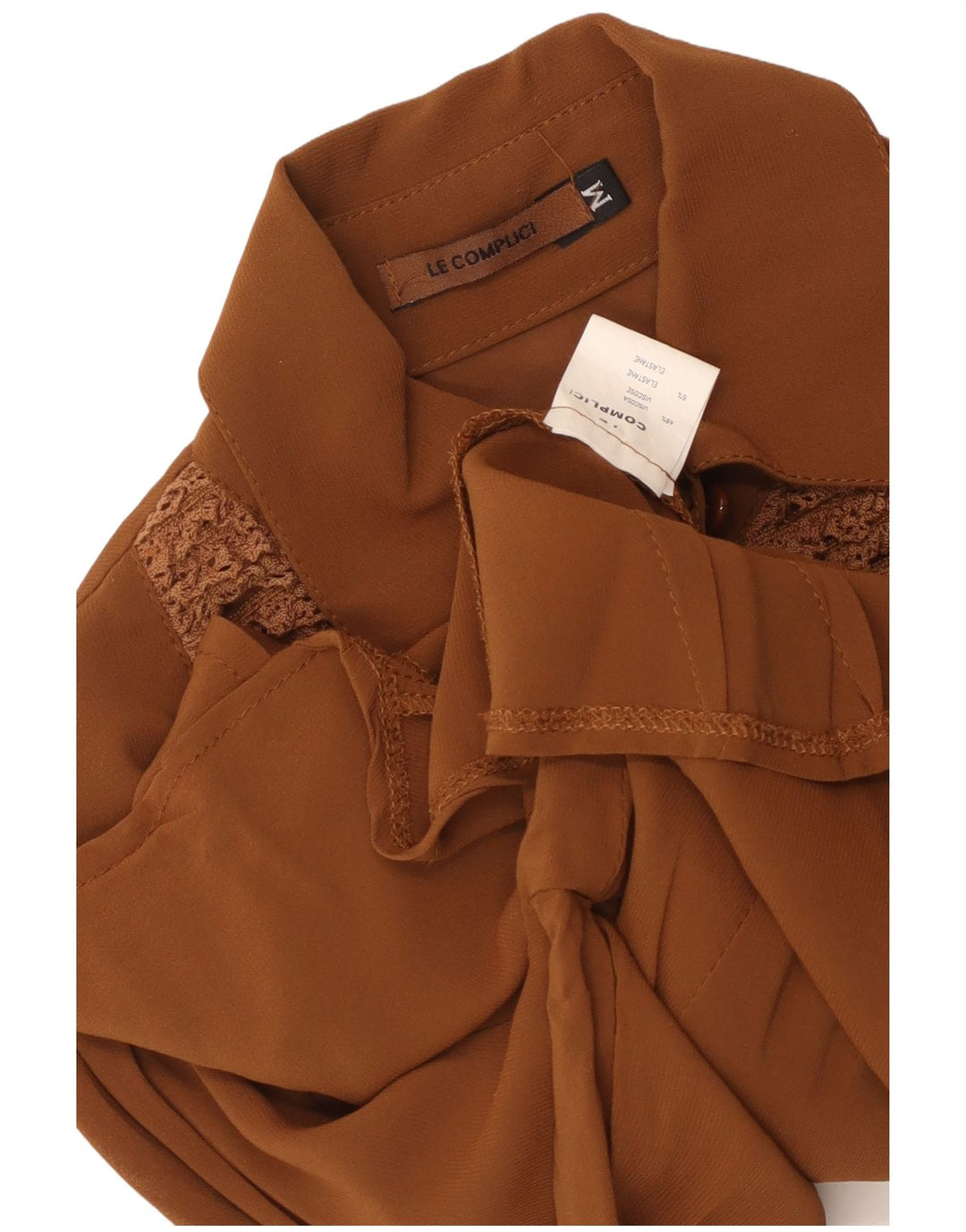 LE COMPLICI Womens Crop Shirt Blouse UK 12 Medium Brown Viscose