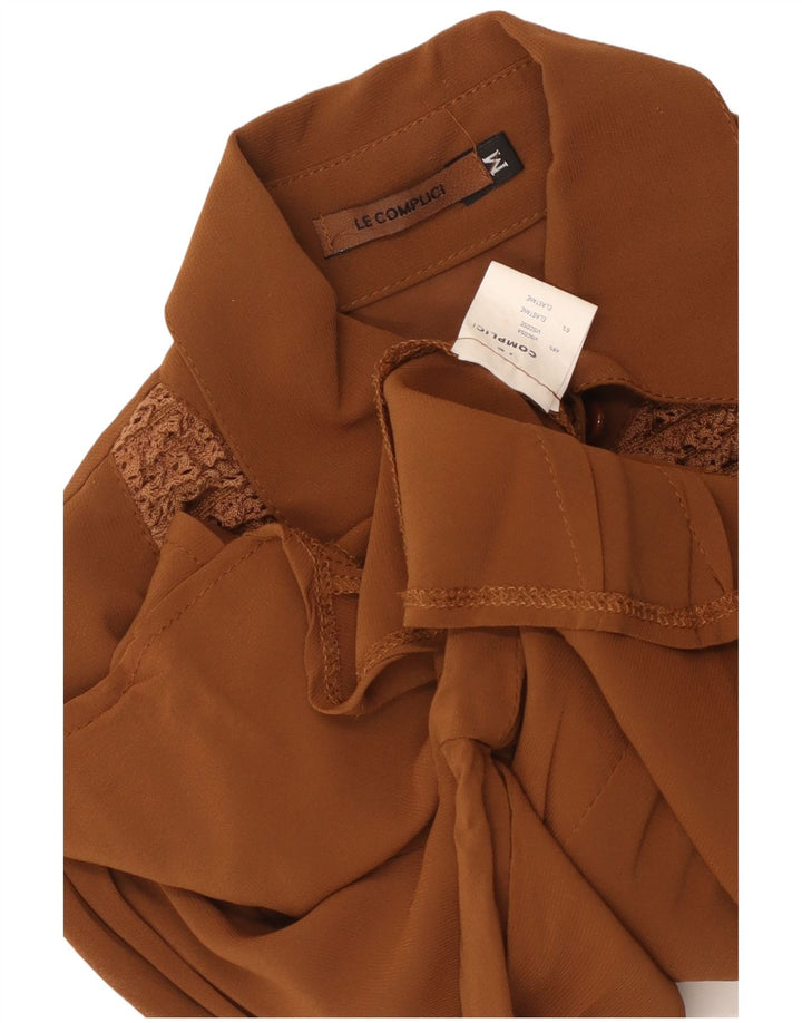 LE COMPLICI Womens Crop Shirt Blouse UK 12 Medium Brown Viscose
