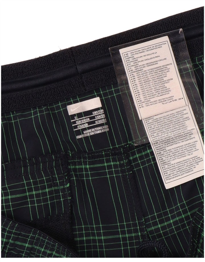 Nike Mens Swimming Shorts Large  Navy Blue Check Nylon