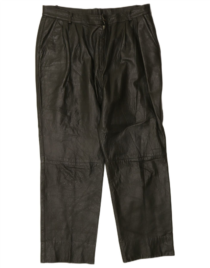 Vintage Herre Pegged Læderbukser W34 L27 Khaki