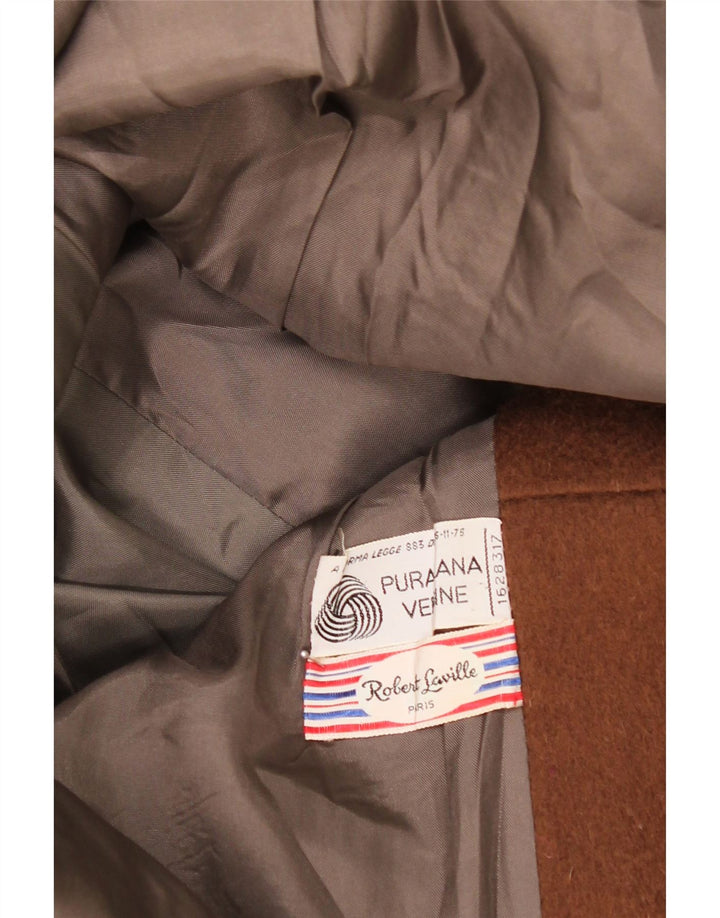 Vintage overfrakke til kvinder UK 14 Medium Brown Virgin Wool
