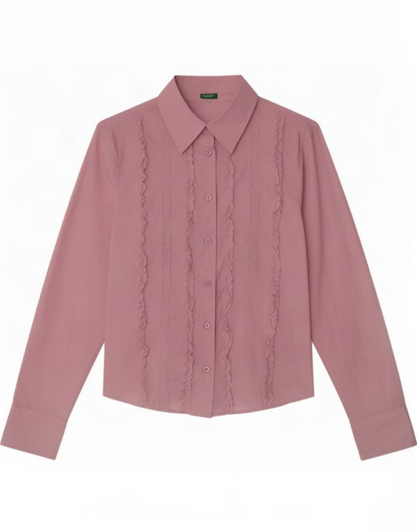 Benetton Womens flæse foran skjorte UK 16 Large Pink Bomuld