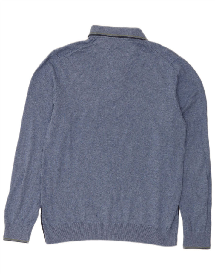 Marks & Spencer Herre Polo Neck sweater Small Blue Colourblock Bomuld