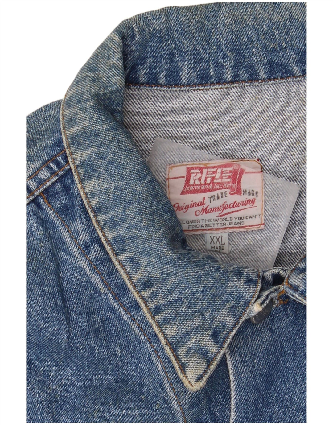 Rifle Herre grafisk denimjakke UK 44 2XL Blå Retro