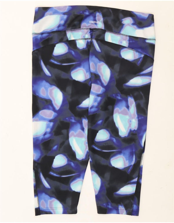 Adidas Dame Aeroready Abstrakt Mønster Leggings UK 24/26 2XL Navy Blue