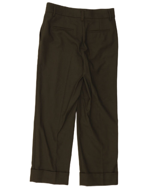 Massimo Dutti Dame lige jakkesæt bukser EU 38 Small W28 L27 Khaki Wool