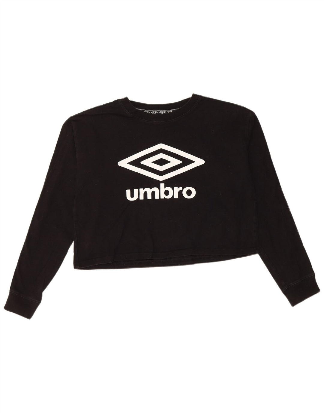 Umbro Womens Crop Oversized grafisk top Langærmet UK 10 Small Black
