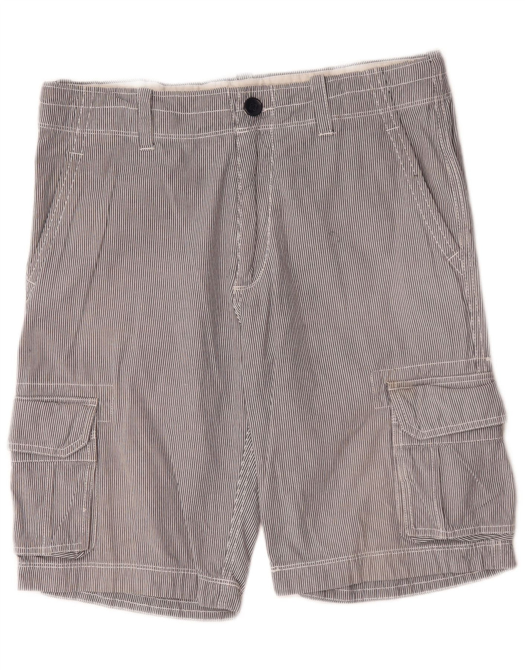 Besætningstøj Herre Cargo Shorts Små W29 Grå nålestribet bomuld