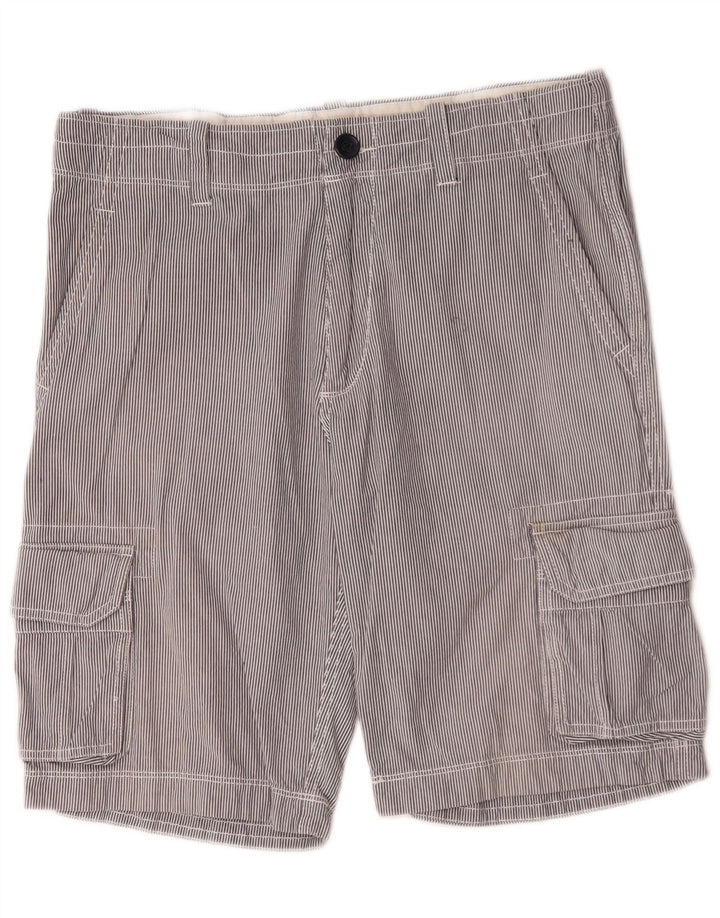 Besætningstøj Herre Cargo Shorts Små W29 Grå nålestribet bomuld