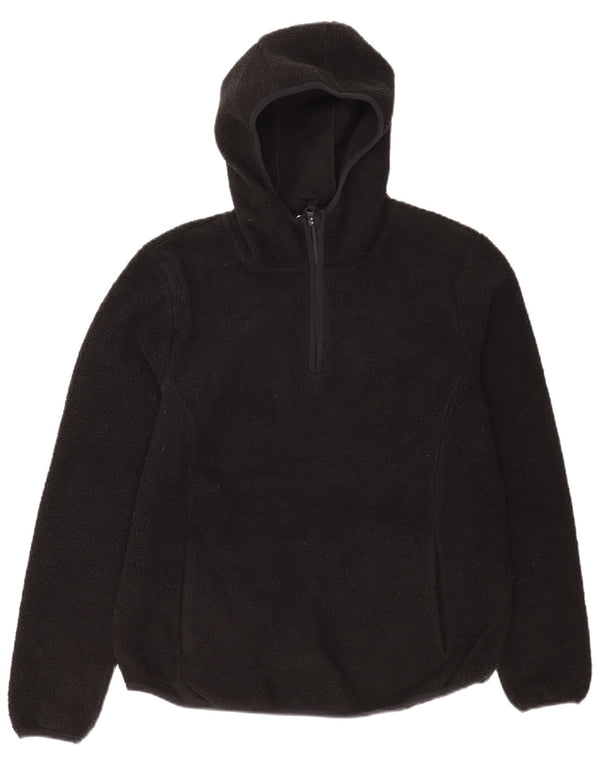 Mountain Warehouse Dame 1/4 lynlås fleece hættetrøje UK 14 Large Sort