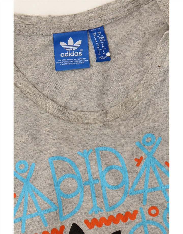 ADIDAS Mens Graphic T-Shirt Top Medium Grey Vintage Adidas and Second-Hand Adidas from Messina Hembry 