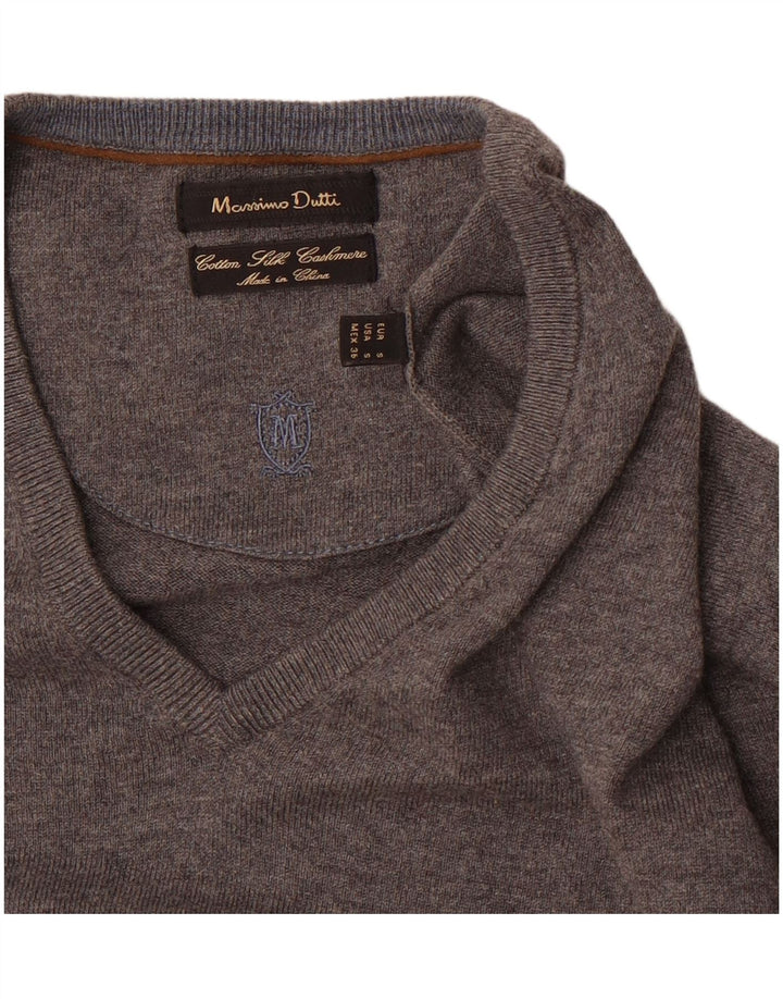 Massimo Dutti Herre V-hals sweater lille grå bomuld