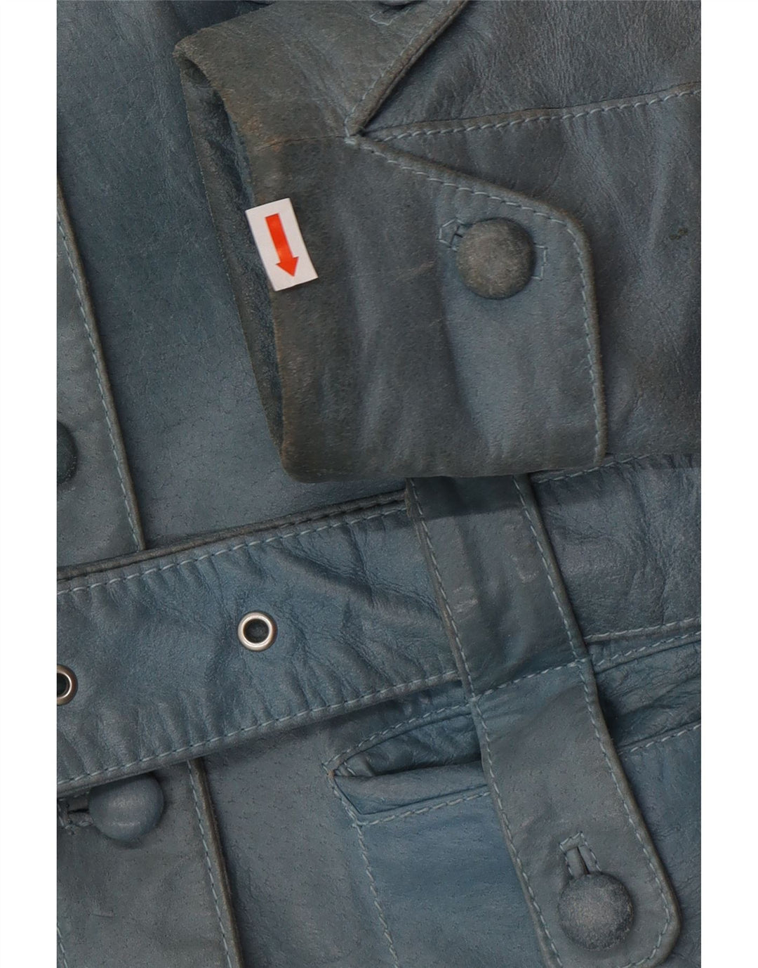 VINTAGE Dame Læderjakke UK 12 Medium Blue