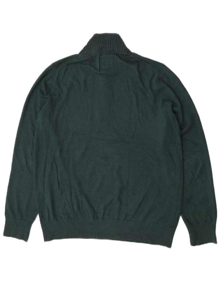 Eddie Bauer Herre høj lynlås-hals sweater stor grøn bomuld