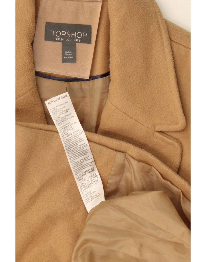 Topshop Dame Overfrakke UK 6 XS Beige Polyester