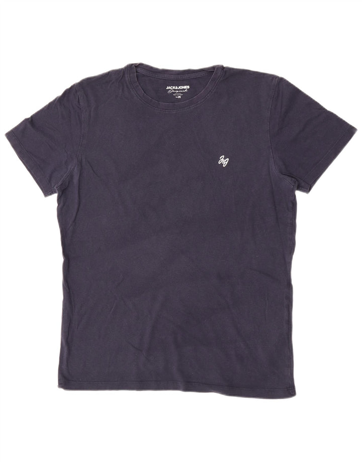 Jack & Jones Herre T-Shirt Top Medium Marineblå Bomuld