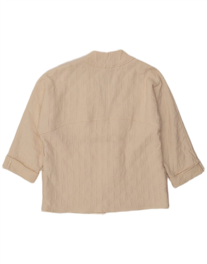 ZARA Dame Oversized 3/4 ærmet åben blazerjakke UK 14 Medium Off White