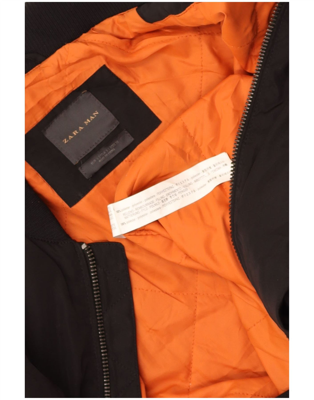 ZARA Mens Bomber Jacket UK 36 Small Black Polyester