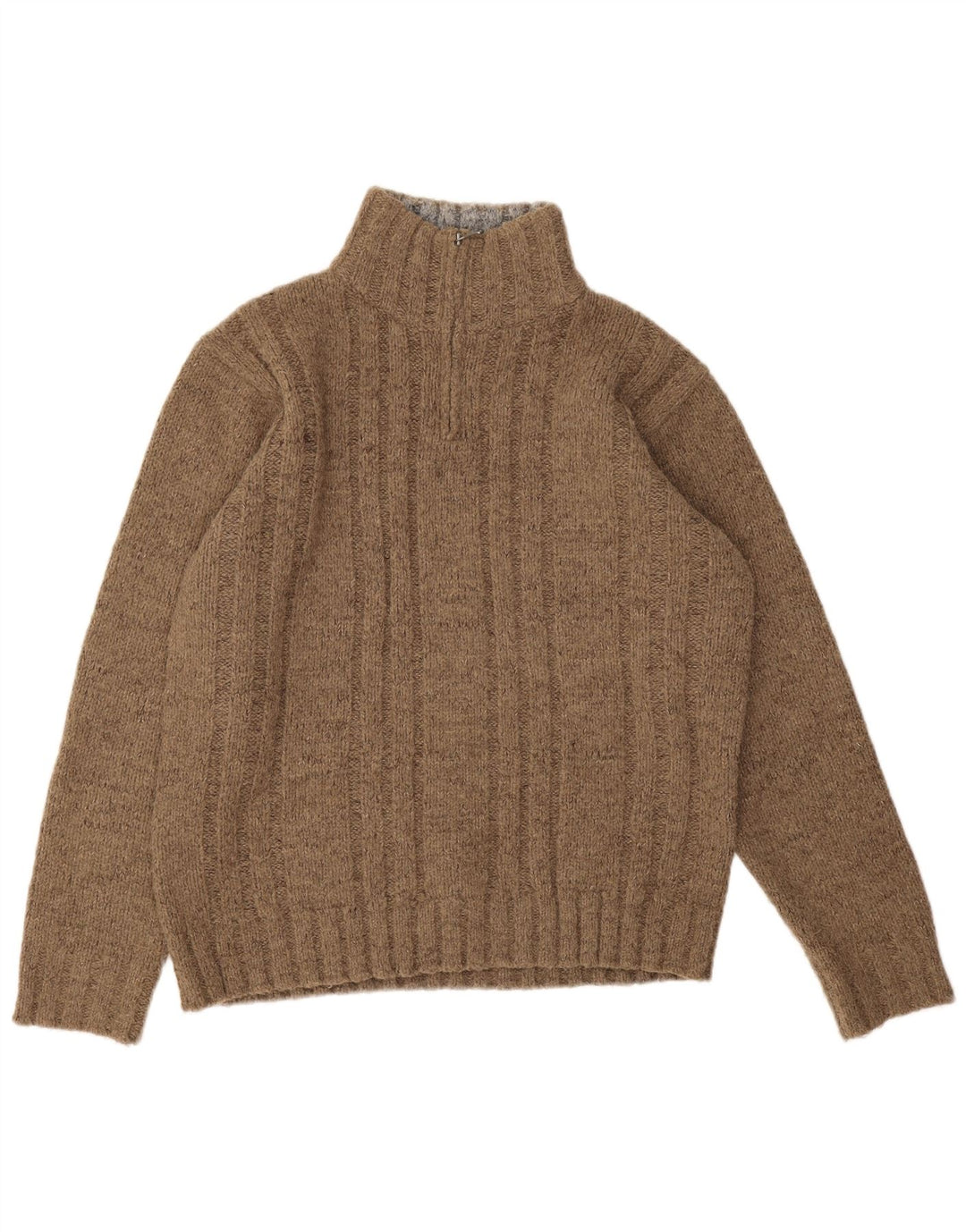 Marks & Spencer Herre sweater med lynlåshals mellem brun akryl