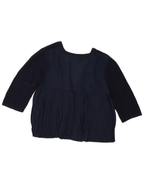 French Connection Dame 3/4 ærmet Bolero Top UK 10 Small Navy Blue Bomuld