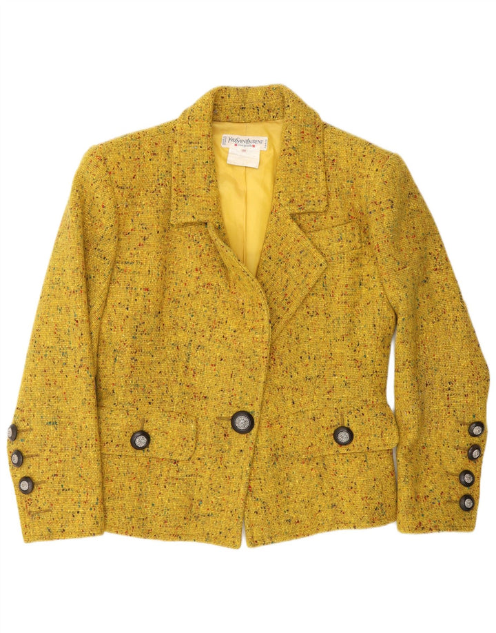 Yves Saint Laurent Dame Blazer Jakke EU 38 Medium Gul Flecked