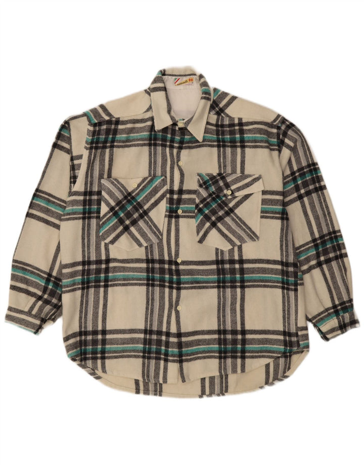 Mazzonetto herre skovhugger flannel skjorte stor hvid ternet uld