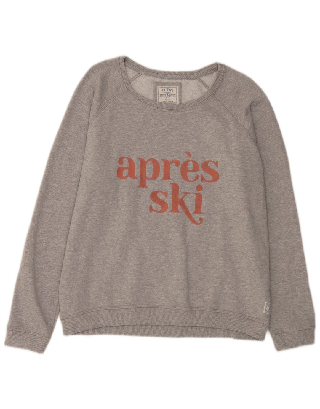 Fat Face Dame Grafisk Sweatshirt Jumper UK 14 Medium Grey Bomuld