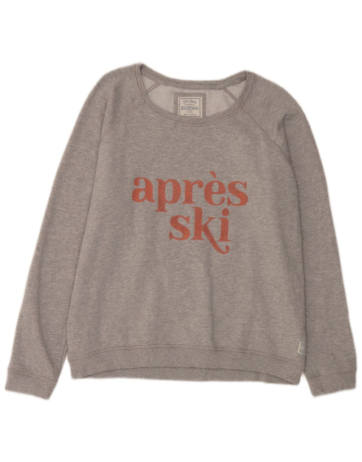 Fat Face Dame Grafisk Sweatshirt Jumper UK 14 Medium Grey Bomuld