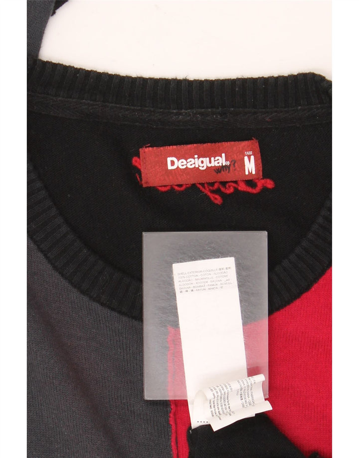 Desigual Herre trøjetrøje med rund hals Medium Sort Colourblock Bomuld
