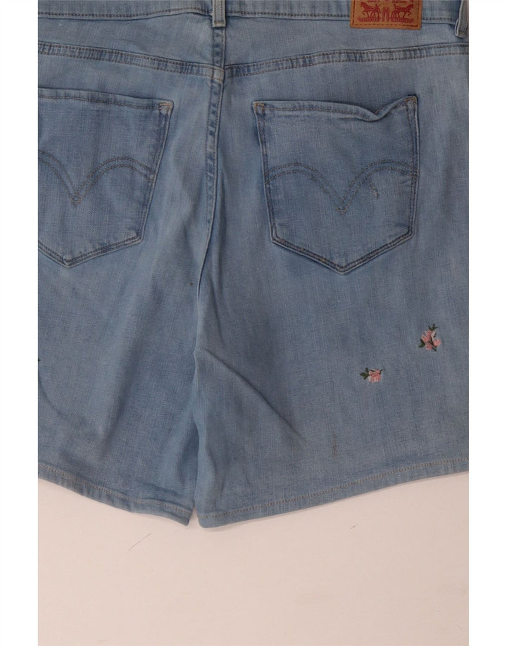 LEVI'S Klassiske denimshorts til kvinder W32 Large Blue Floral Bomuld