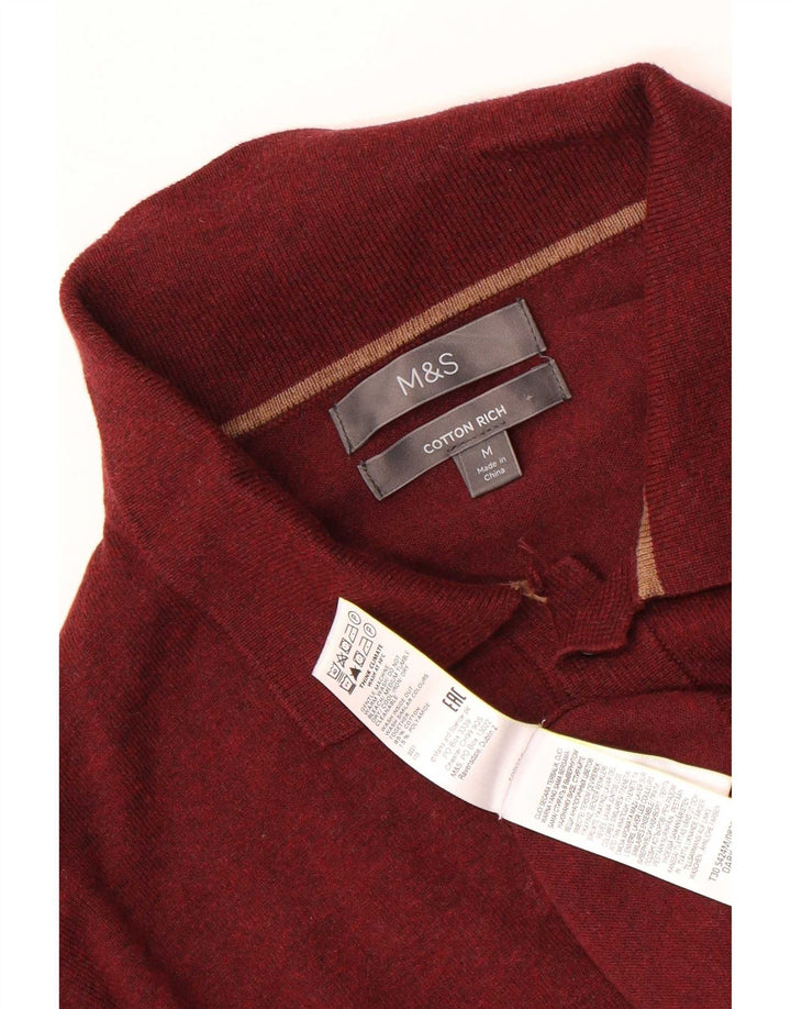 Marks & Spencer Herre Polo Neck sweater Medium Maroon Bomuld