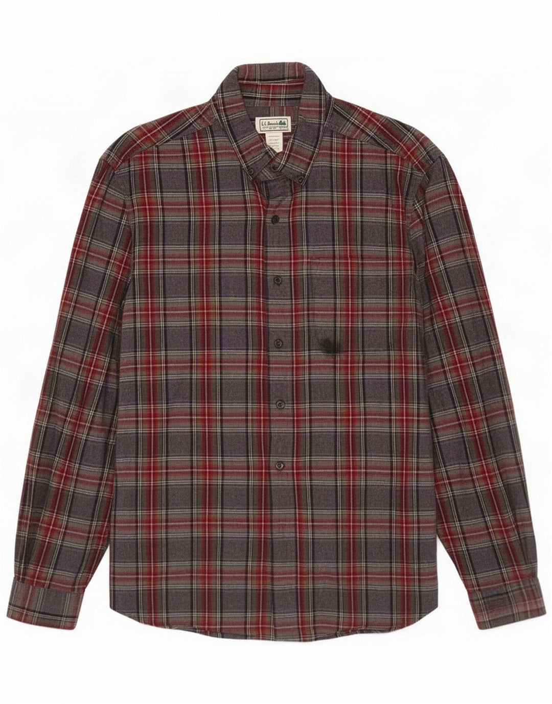 L.L.Bean Mens Flannel Shirt Medium Grey Check Cotton