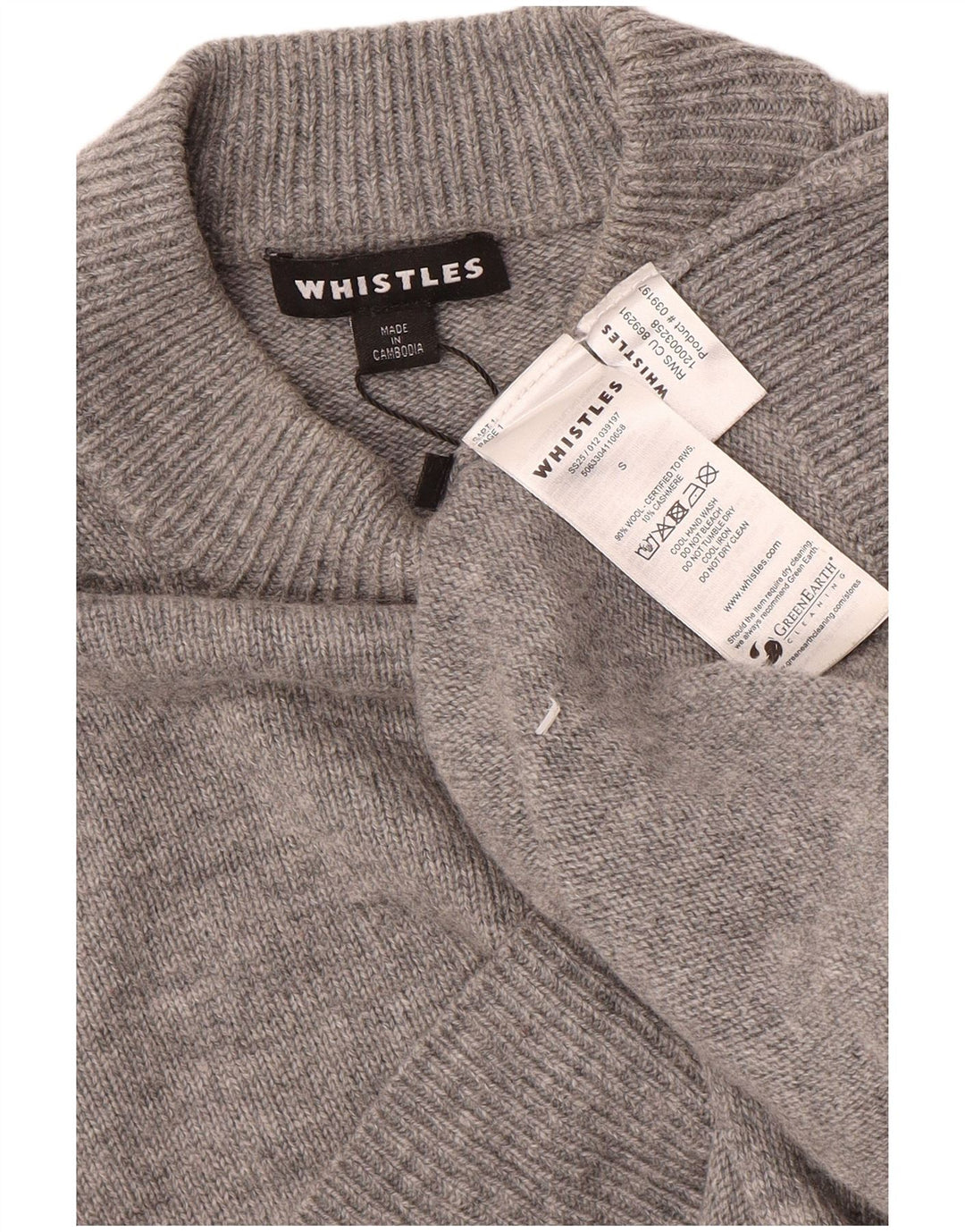 Whistles Dame Oversized Turtle Neck Jumper Sweater UK 10 Small Grey Uld