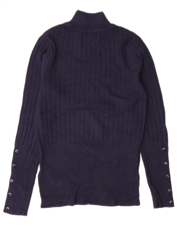 MARKS & SPENCER Dame Turtle Neck Sweater UK 8 Small Navy Blue