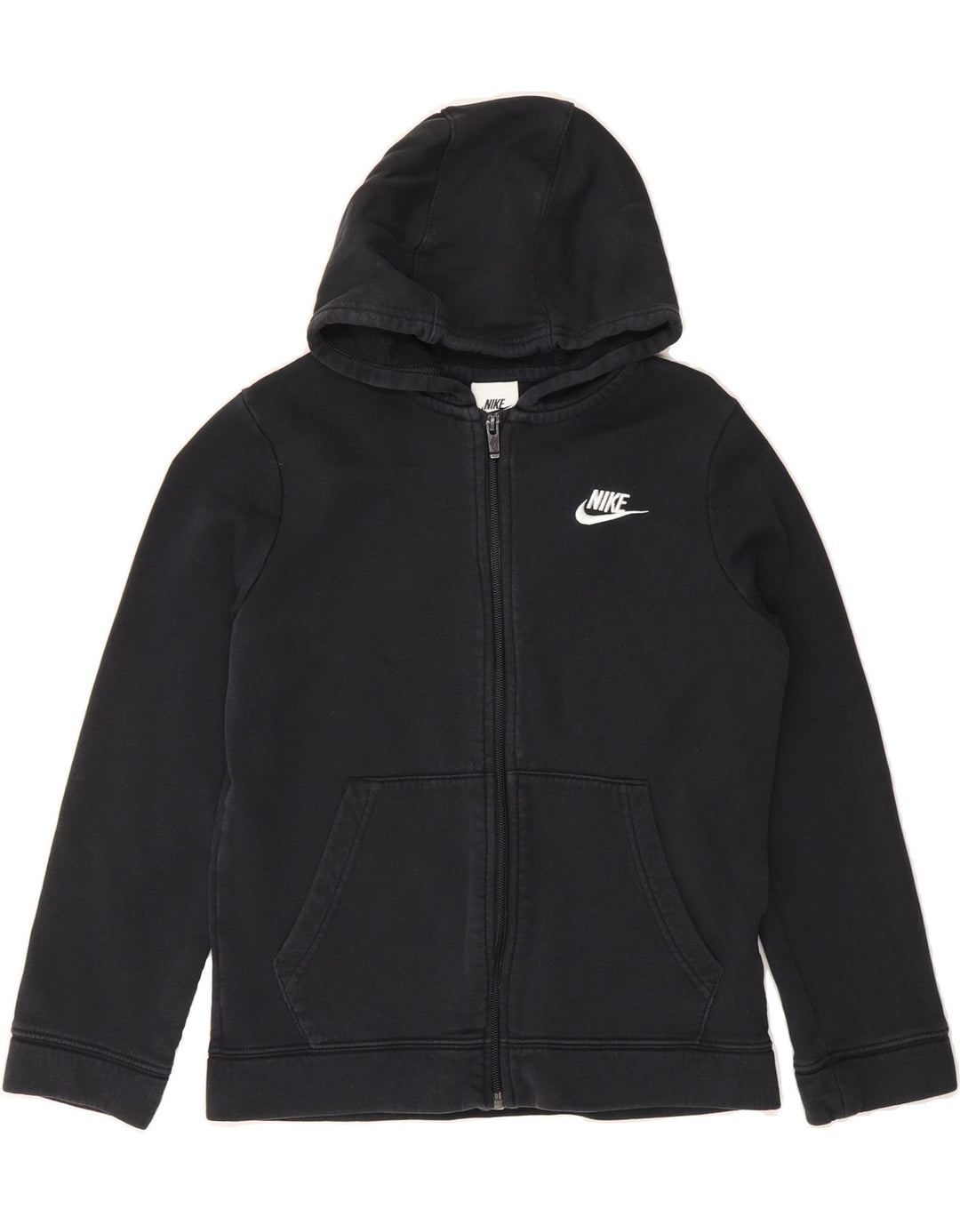 NIKE Boys Zip Hoodie Sweater 10-11 Years Medium Black Cotton Vintage Nike and Second-Hand Nike from Messina Hembry 