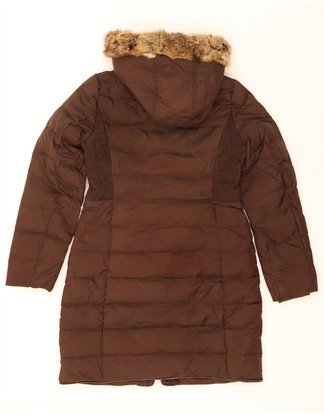 JOULES Dame hættepolstret frakke UK 10 Lille brun polyester