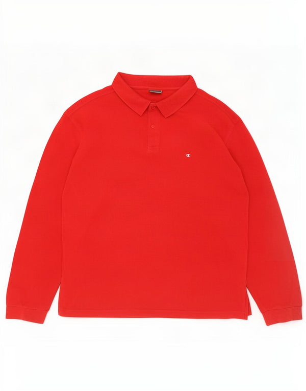 Champion Langærmet Polo Shirt til mænd XL Rød Bomuld