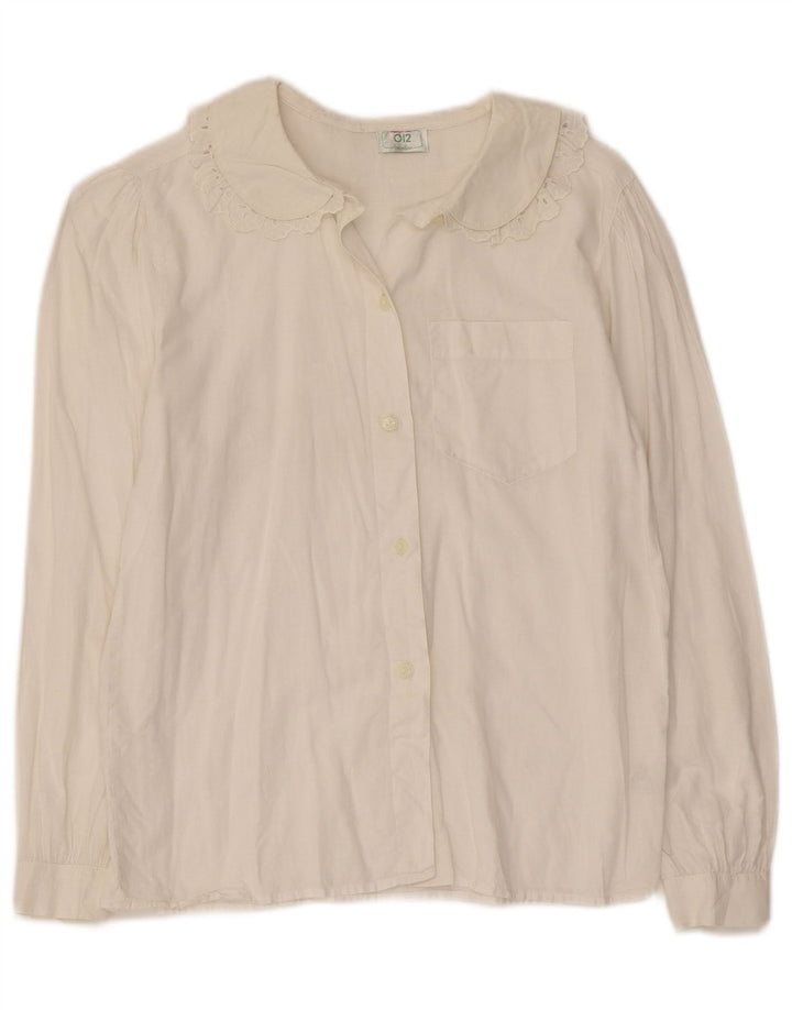 Benetton skjortebluse til kvinder UK 8 Lille råhvid bomuld