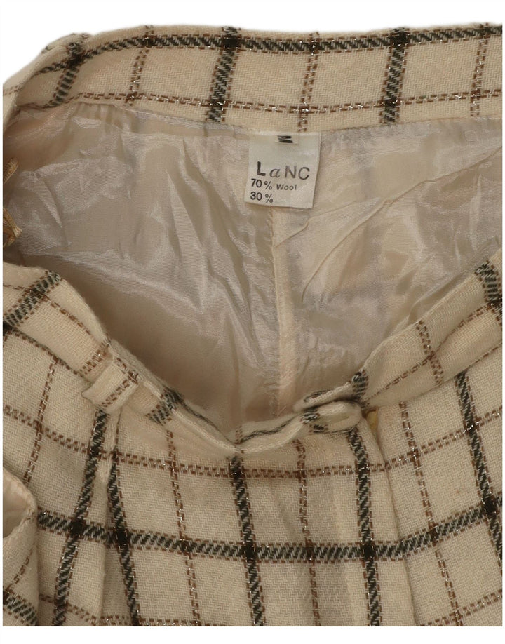 VINTAGE kvinders højtaljede fritidsshorts Medium W26 Beige ternet uld