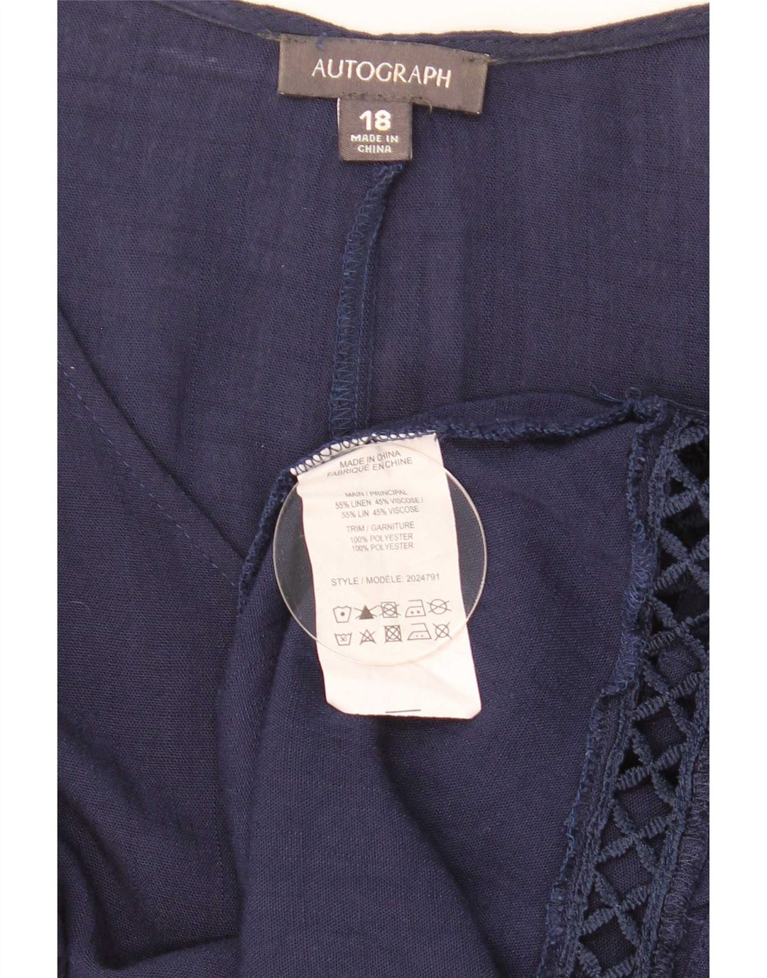 Marks & Spencer Womens Autograph Oversized bluse Top UK 18 XL Navy Blue