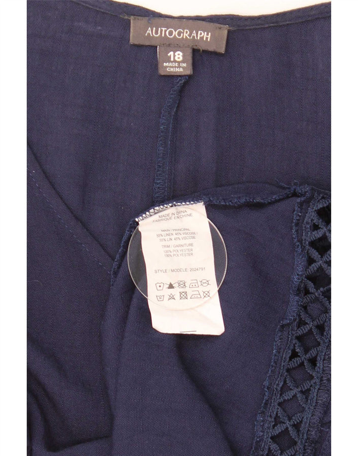 Marks & Spencer Womens Autograph Oversized bluse Top UK 18 XL Navy Blue