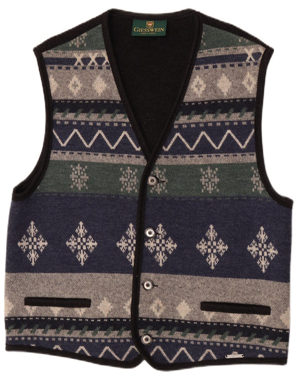 Giesswein Herre ærmeløs cardigan sweater EU 58 2XL Navy Blue Fair Isle