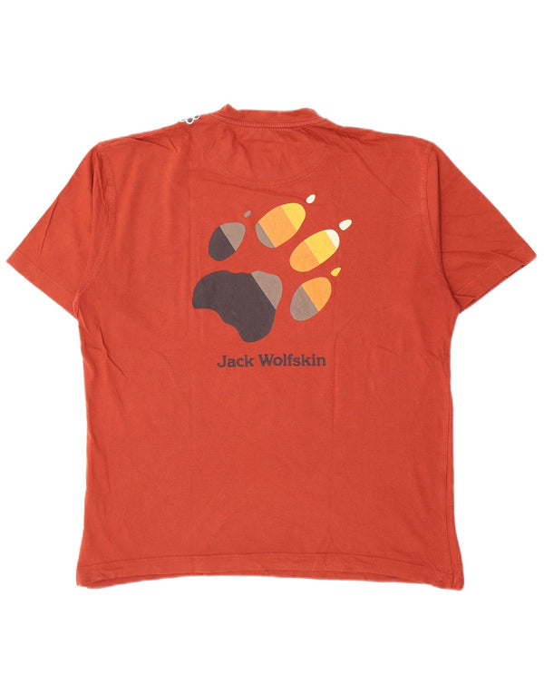 Jack Wolfskin Mens Graphic T-Shirt Top Medium Red Cotton