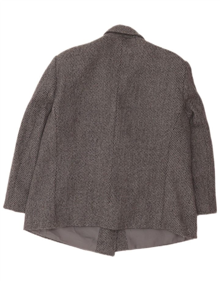 ELENA MIRO Dame Dobbeltradet Blazer Jakke IT 49 XL Grå Virgin Wool
